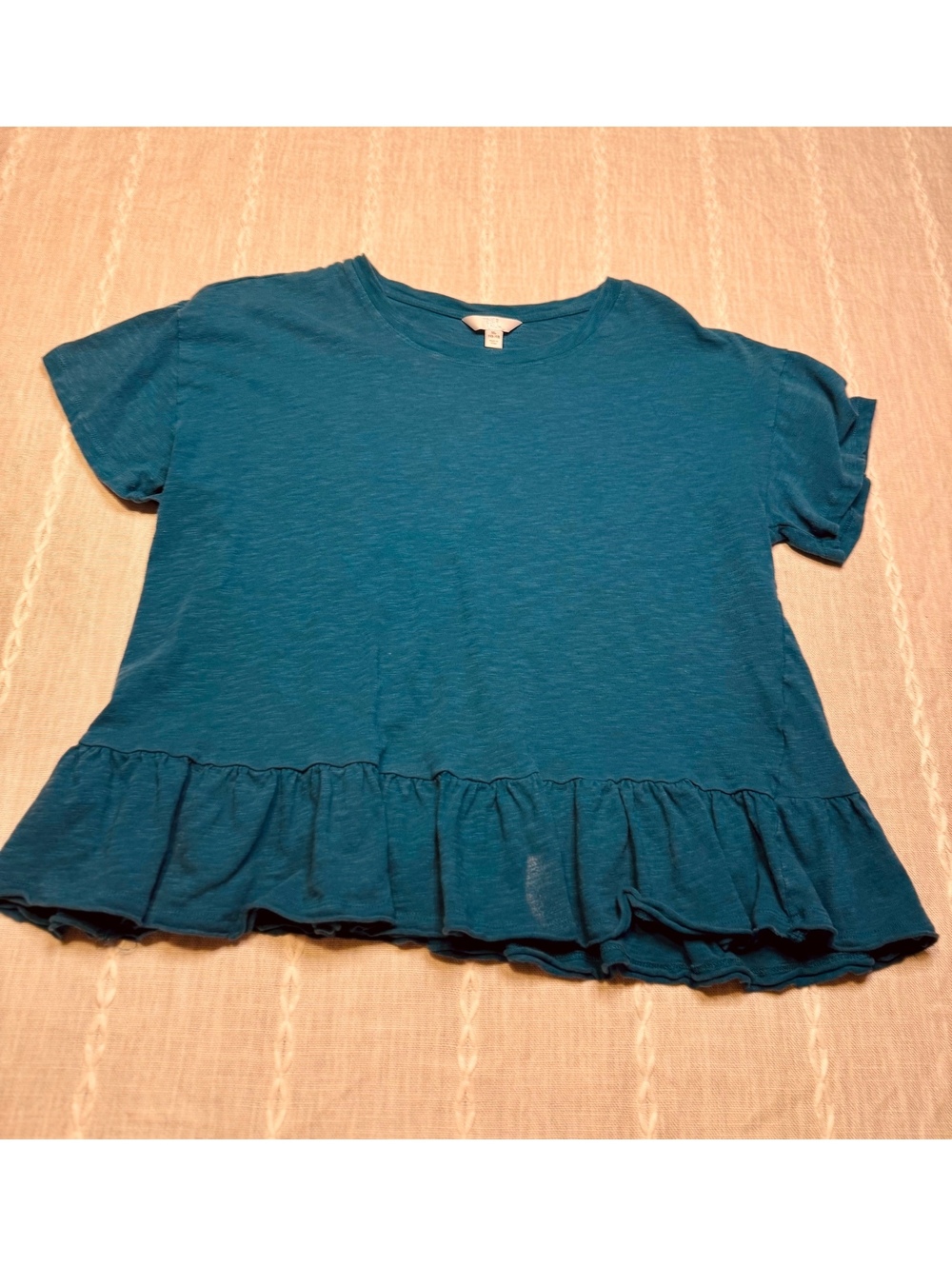 Turquoise xl tshirt blouse ruffle bottom